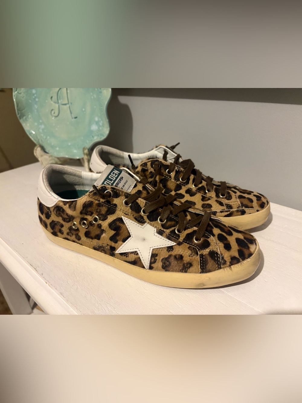Golden Goose Leopard Print Superstar Sneakers with White Star - Picture 4 of 4